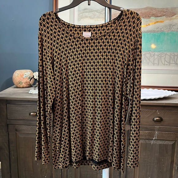 Chico’s size 3 black and gold blouse - Picture 1 of 5